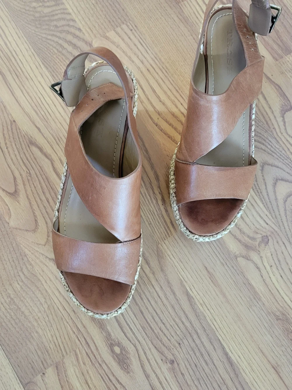 Trask: Women’s Brown Wedge Sandals - Leather